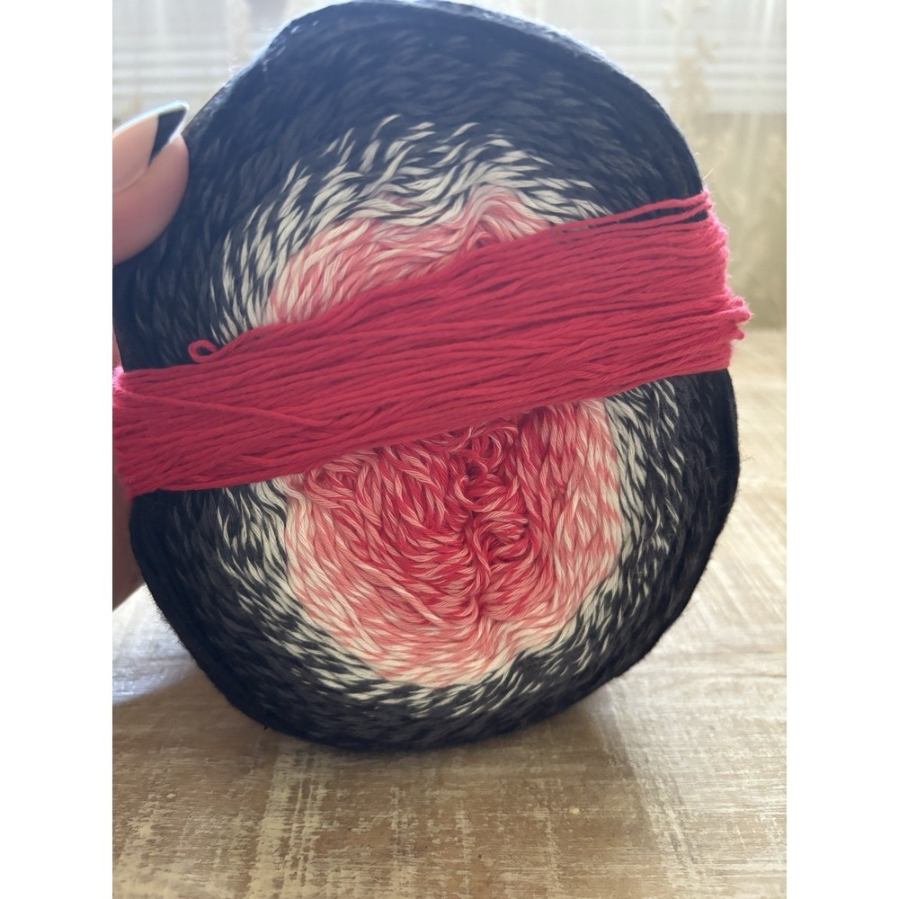 Stitch Studio by Nicole Cotton Colors Cake Yarn -Red/Black Gradient - Rare Find